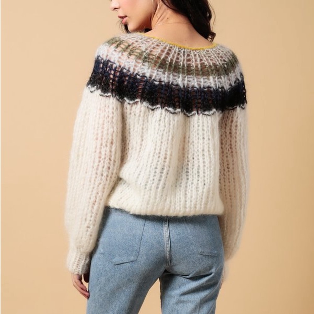 Maiami gradient mohair knit pleated sweater woven Multicolor garmentory M cream - Picture 3 of 5